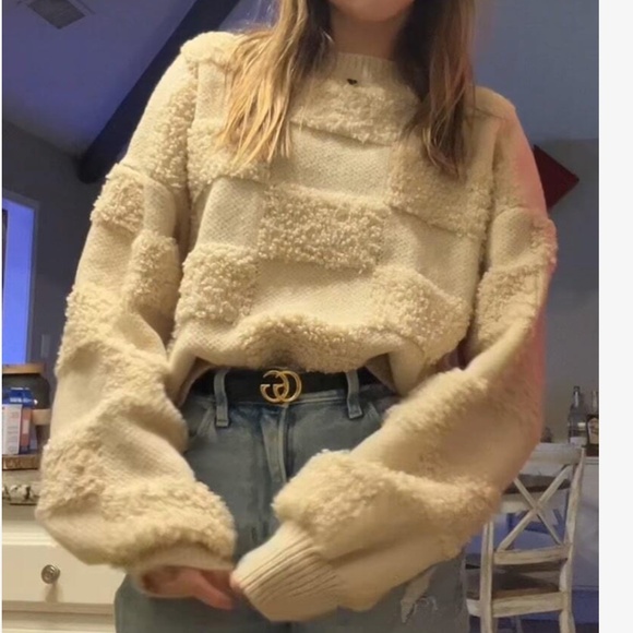Cozy Cream Fuzzy Oversized Sweater Top